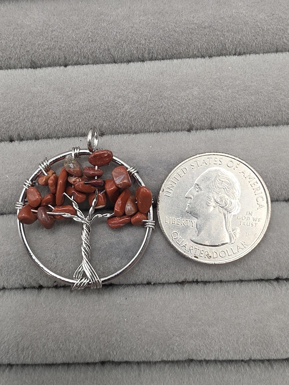 Red Jasper Tree of Life Pendant Necklace - Unbranded
